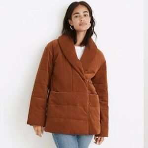 Madewell Women's Corduroy Ensley Quilted Jacket Brown Warm Coffee Size Medium